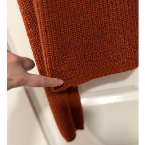NWT! Jenni Kayne XL 100% Cashmere $425 Fisherman Sweater Crewneck Rust Red - Picture 9 of 10